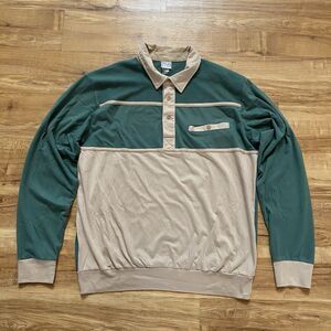 VTG Haband Casual Joe L Long Sleeve Rugby Polo Shirt Colorblock Grandpa Sweater